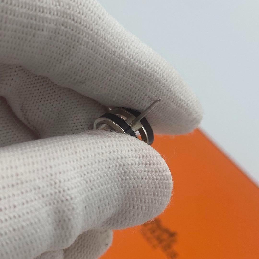 ！美品！　HERMES エルメス　ピアス　ブラック　シルバー　90
