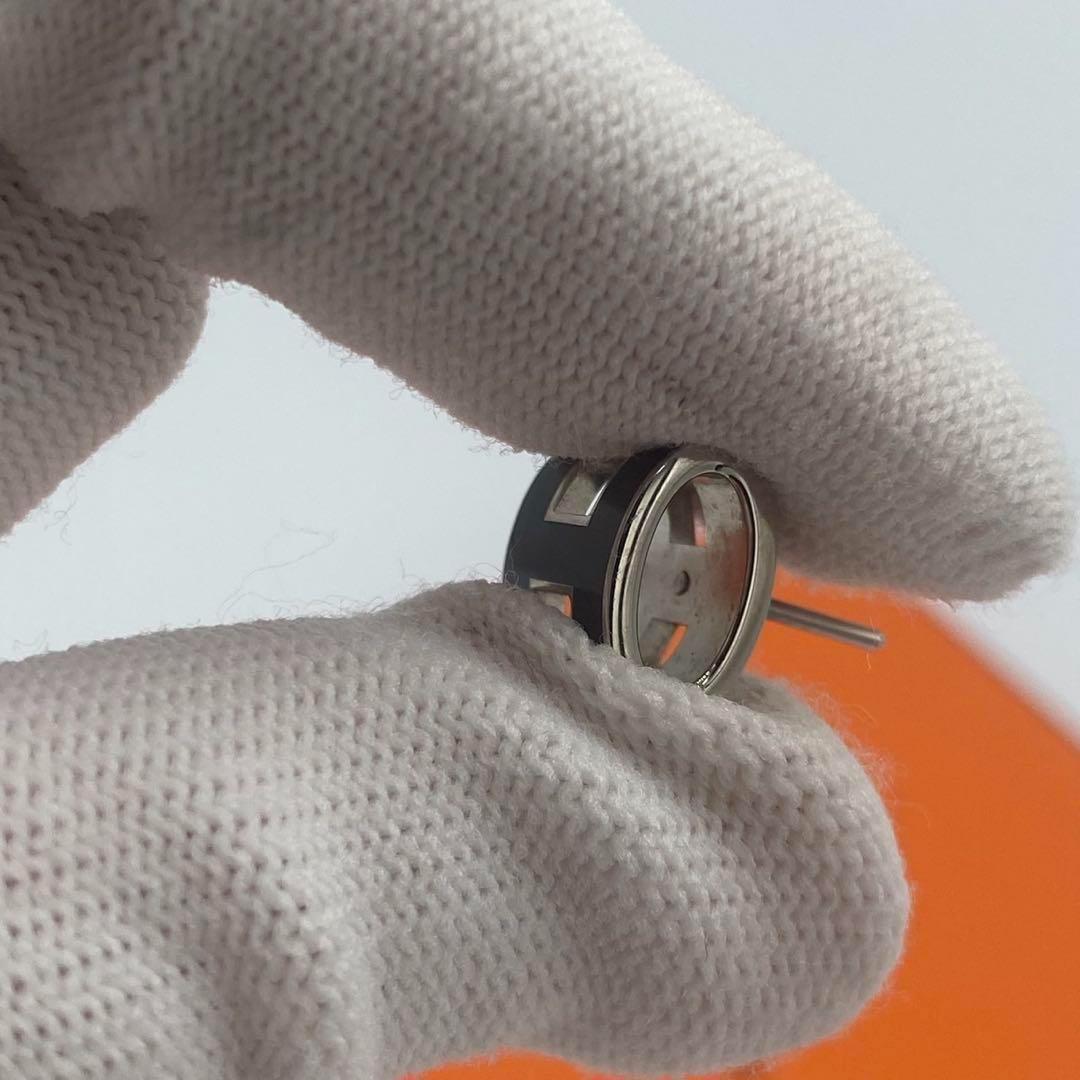 ！美品！　HERMES エルメス　ピアス　ブラック　シルバー　90