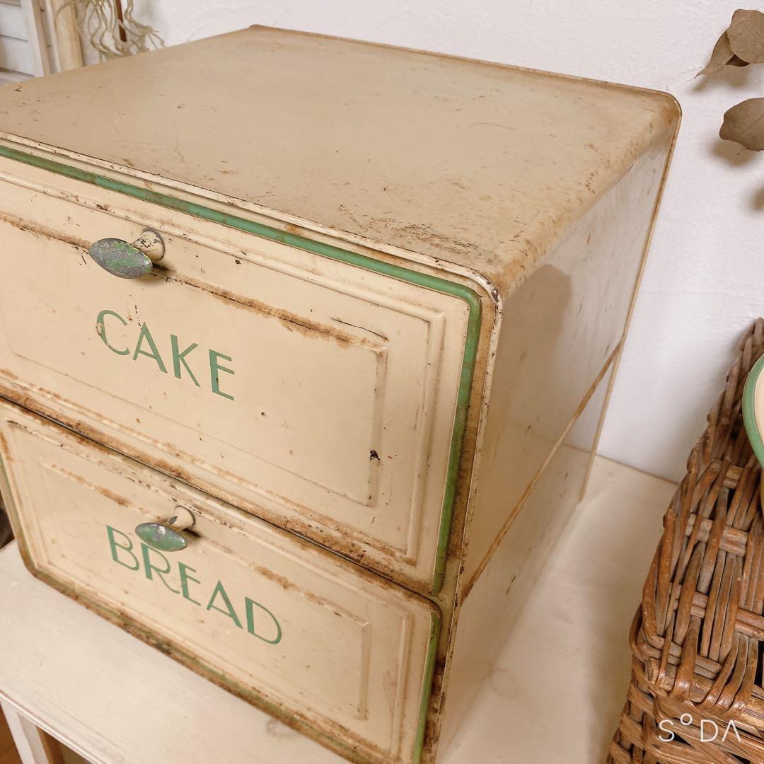 イギリスアンティーク ブレッド缶 ケーキ缶 2段 英字ロゴ入り アンティーク