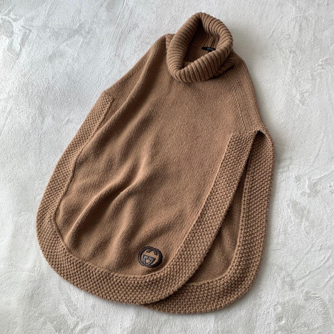 【美品】 GUCCI タートルネック ニット ポンチョ ベスト GGロゴ ケープ