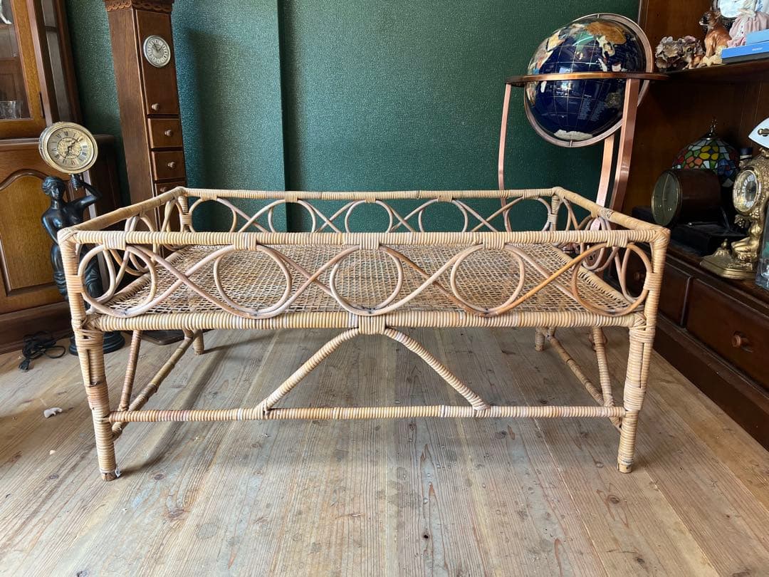 ベビーベッド 籐 ラタン かご バスケット 昭和レトロ 当時物 インテリア 家具