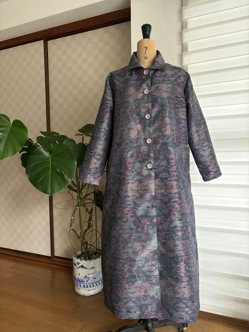 上質な紬着物で大人可愛い単衣コートに