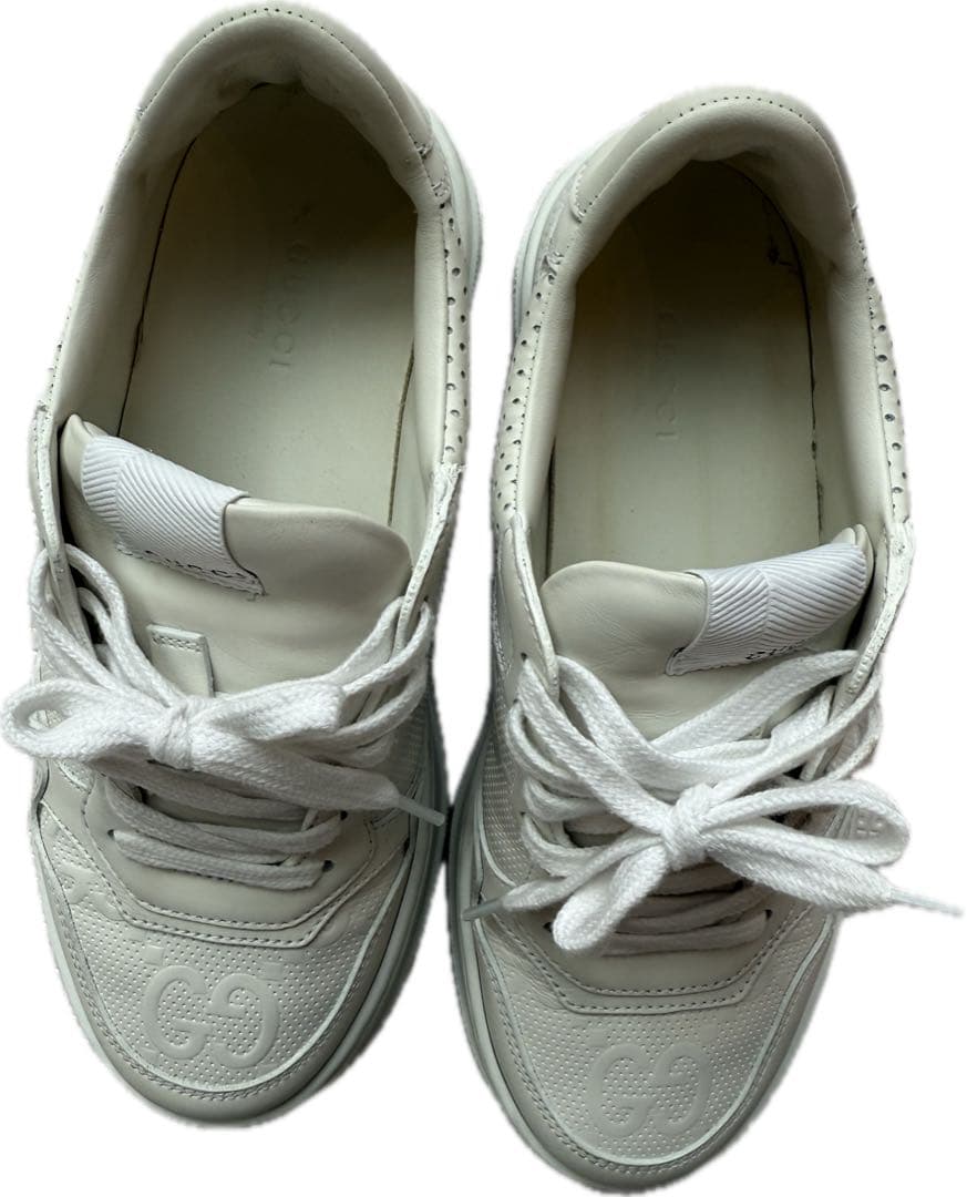 ☆美品☆GUCCI ホワイトレザー厚底スニーカー　24.5cm相当