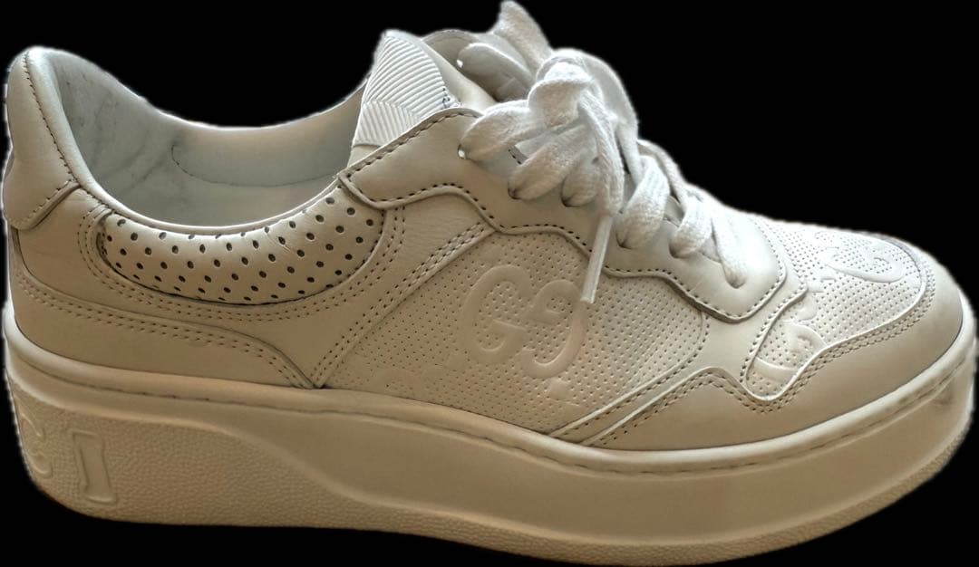 ☆美品☆GUCCI ホワイトレザー厚底スニーカー　24.5cm相当