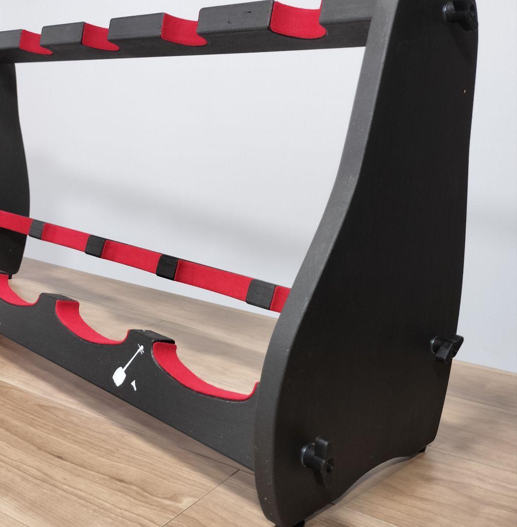 ♪手作り　三味線用スタンド木製 5丁並び　細棹　津軽　三線　教室にも♪