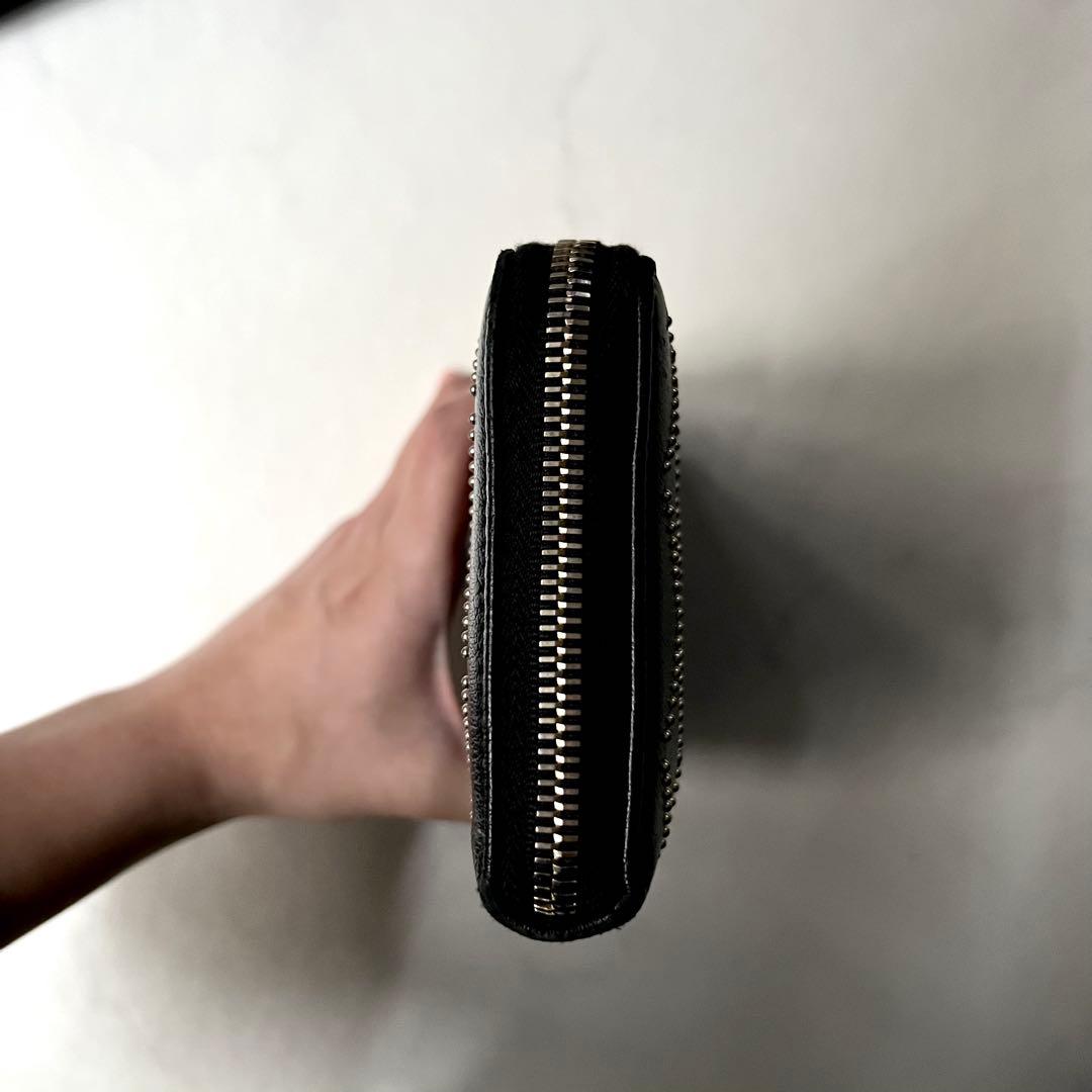 シャネル 長財布 ラウンドジップ ブラック 黒 ココマーク スタッズ レザー