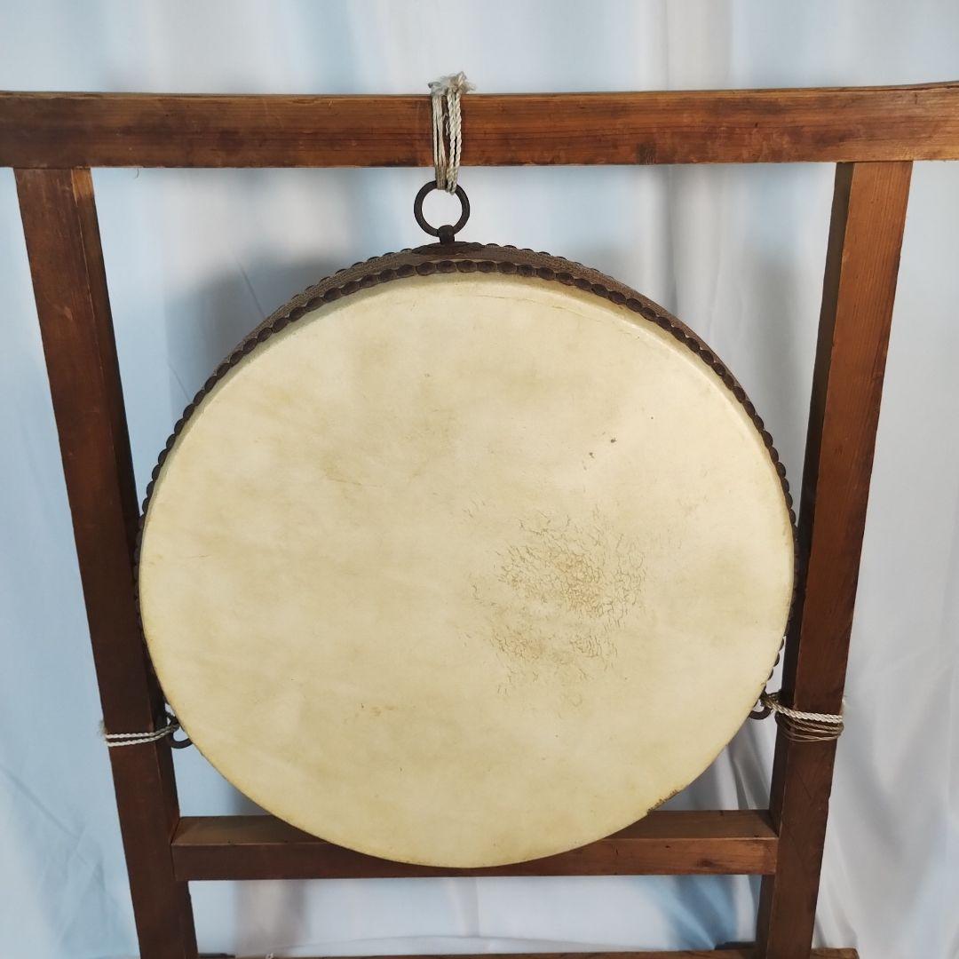 和太鼓 平太鼓 平胴太鼓 鳥居台付き 約38cm 和楽器