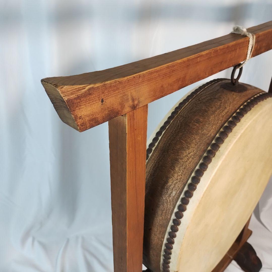 和太鼓 平太鼓 平胴太鼓 鳥居台付き 約38cm 和楽器