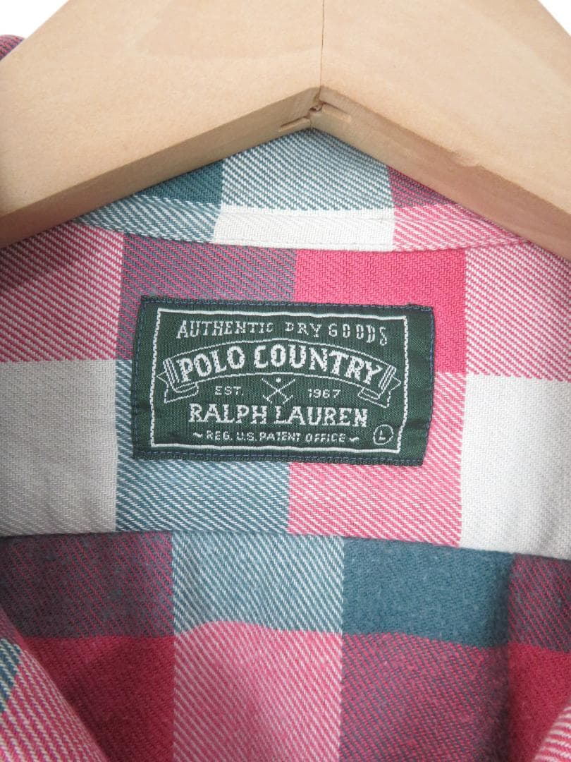 希少 90s ポロカントリー ラルフローレン オープンカラー ネルシャツ RRL