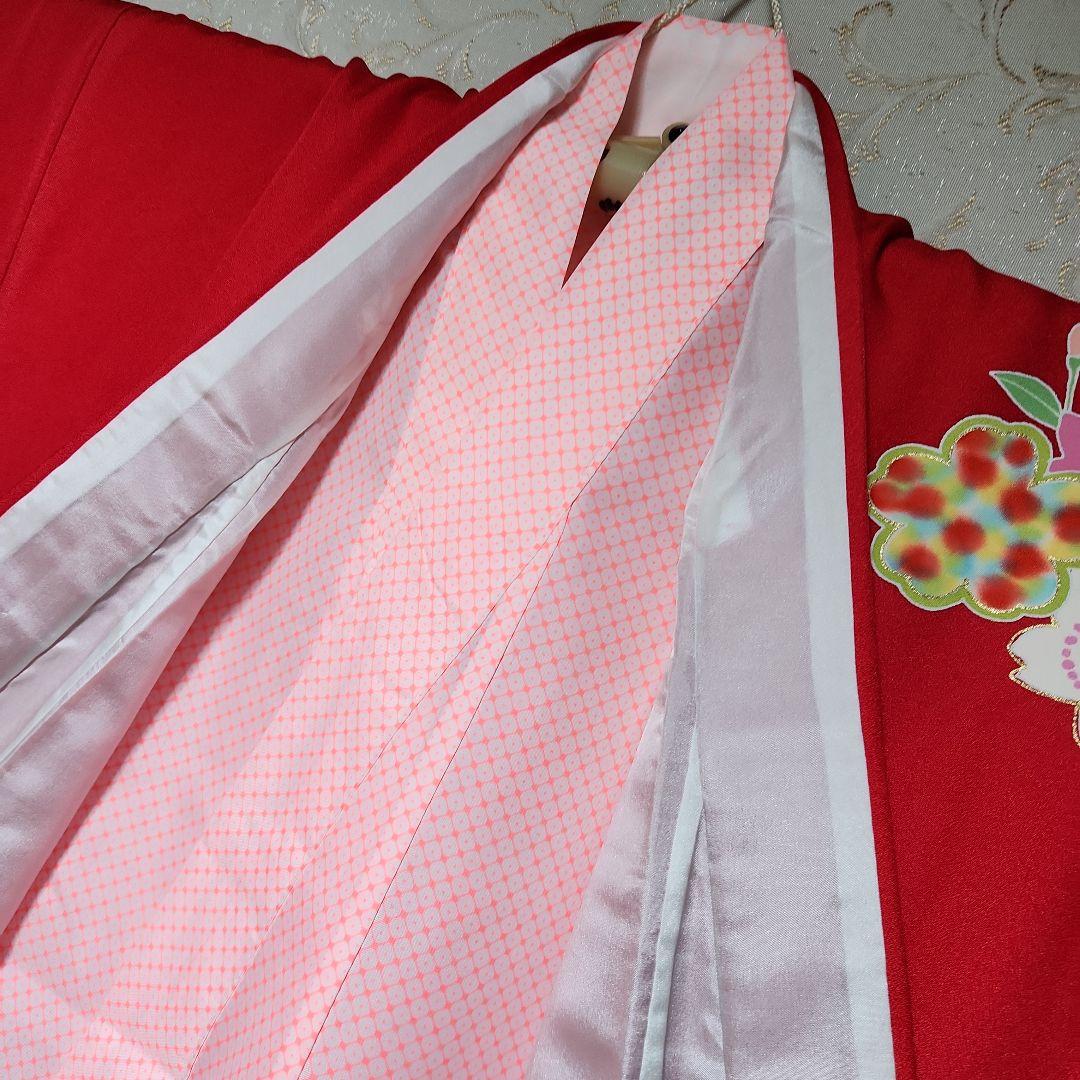 #6-052 七五三 7歳 正絹 四つ身 絵羽 着物 襦袢付き