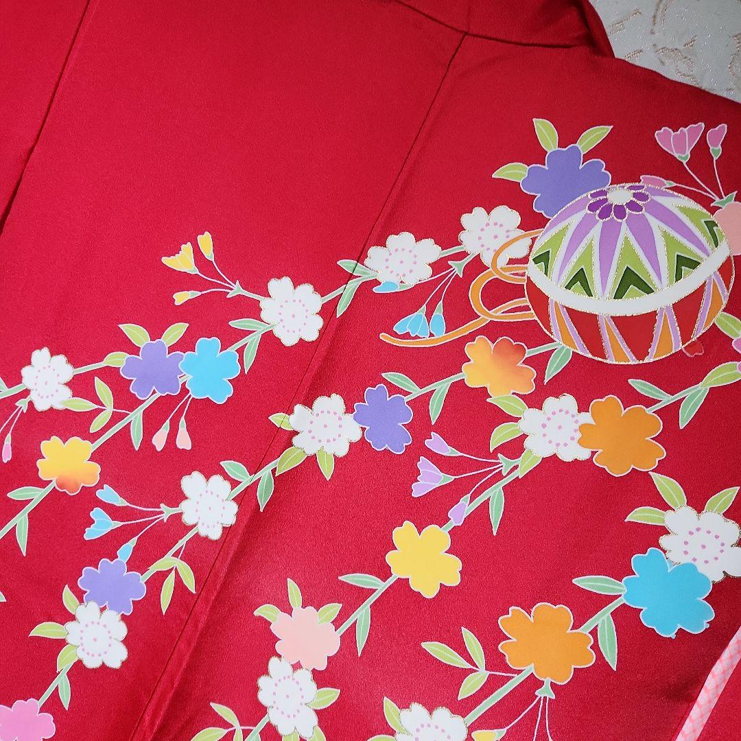 #6-052 七五三 7歳 正絹 四つ身 絵羽 着物 襦袢付き