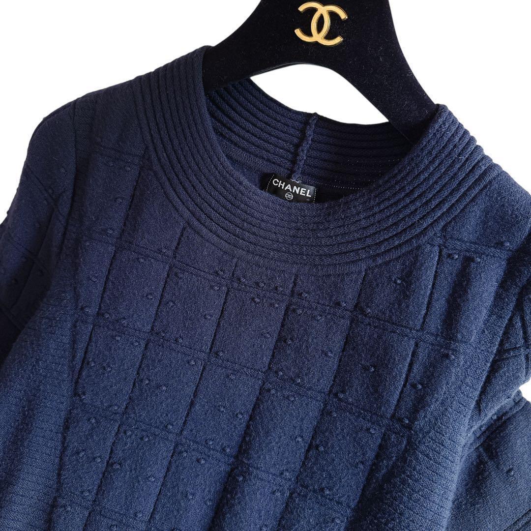 美品✨CHANEL カシミヤ混ニットワンピース ココマーク チョコバー 36