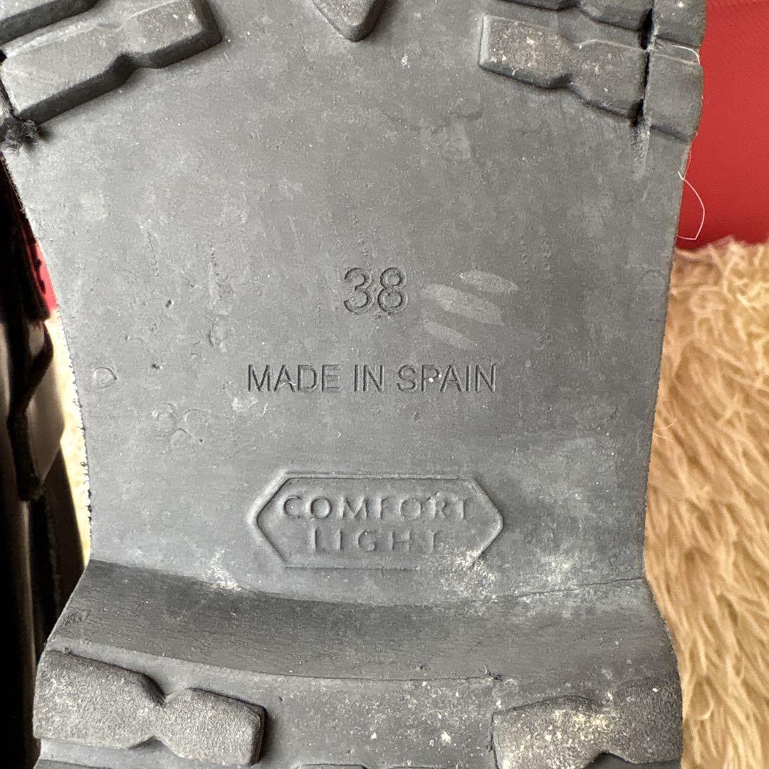 アルテサノス Tストラップローファー レザーフラットシューズ　38 ブラック　黒