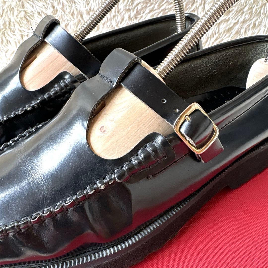 アルテサノス Tストラップローファー レザーフラットシューズ　38 ブラック　黒