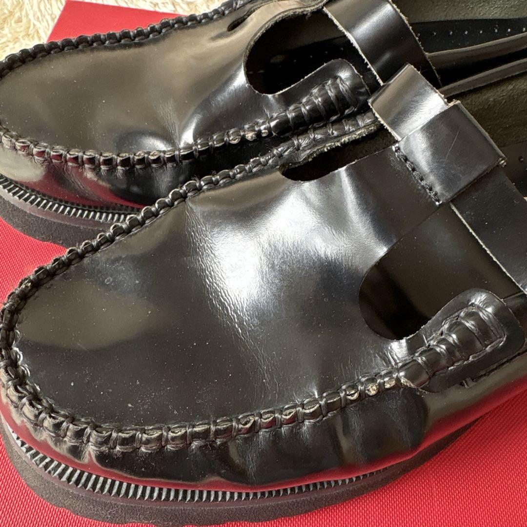 アルテサノス Tストラップローファー レザーフラットシューズ　38 ブラック　黒