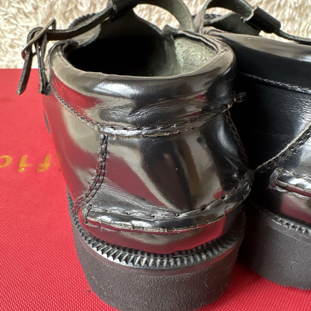 アルテサノス Tストラップローファー レザーフラットシューズ　38 ブラック　黒