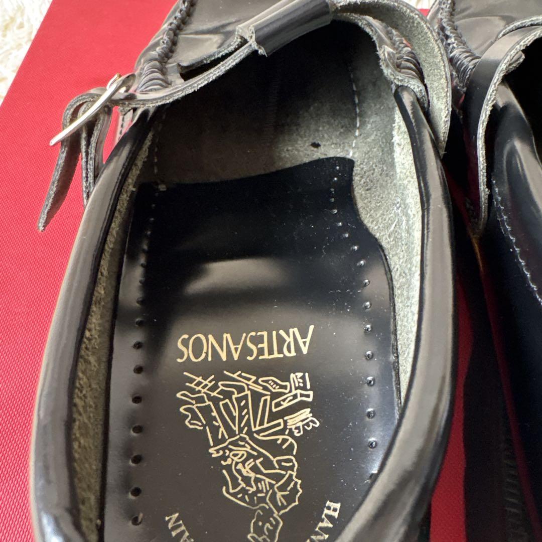 アルテサノス Tストラップローファー レザーフラットシューズ　38 ブラック　黒