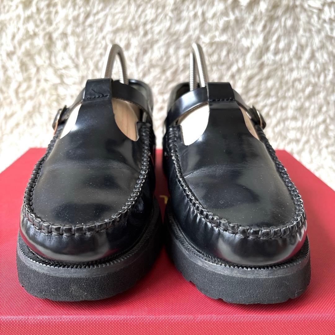 アルテサノス Tストラップローファー レザーフラットシューズ　38 ブラック　黒