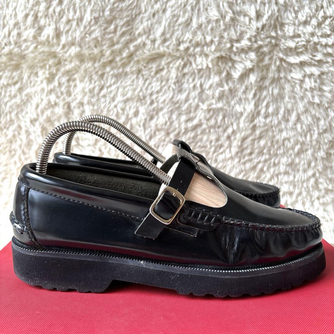 アルテサノス Tストラップローファー レザーフラットシューズ　38 ブラック　黒