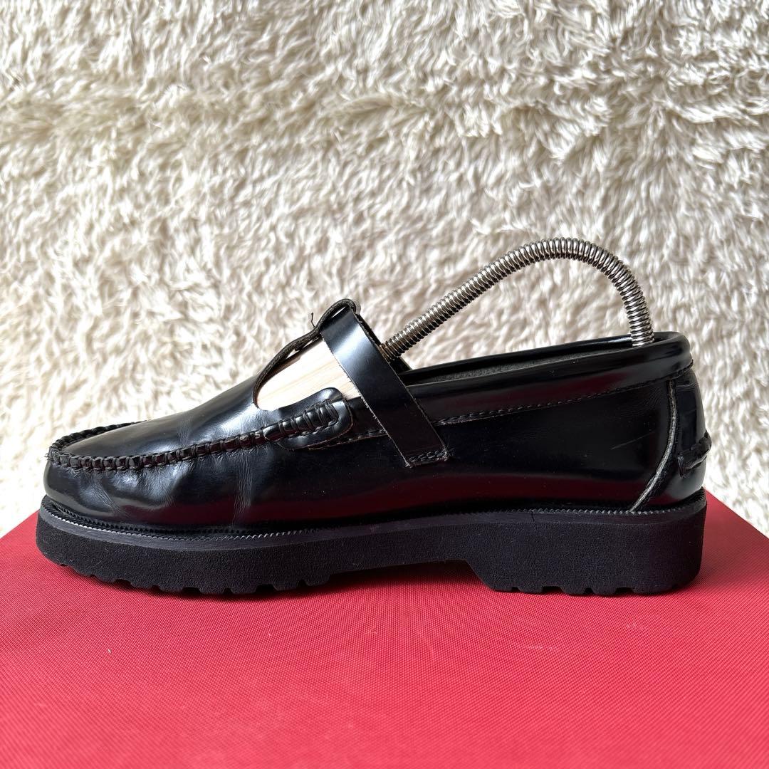 アルテサノス Tストラップローファー レザーフラットシューズ　38 ブラック　黒