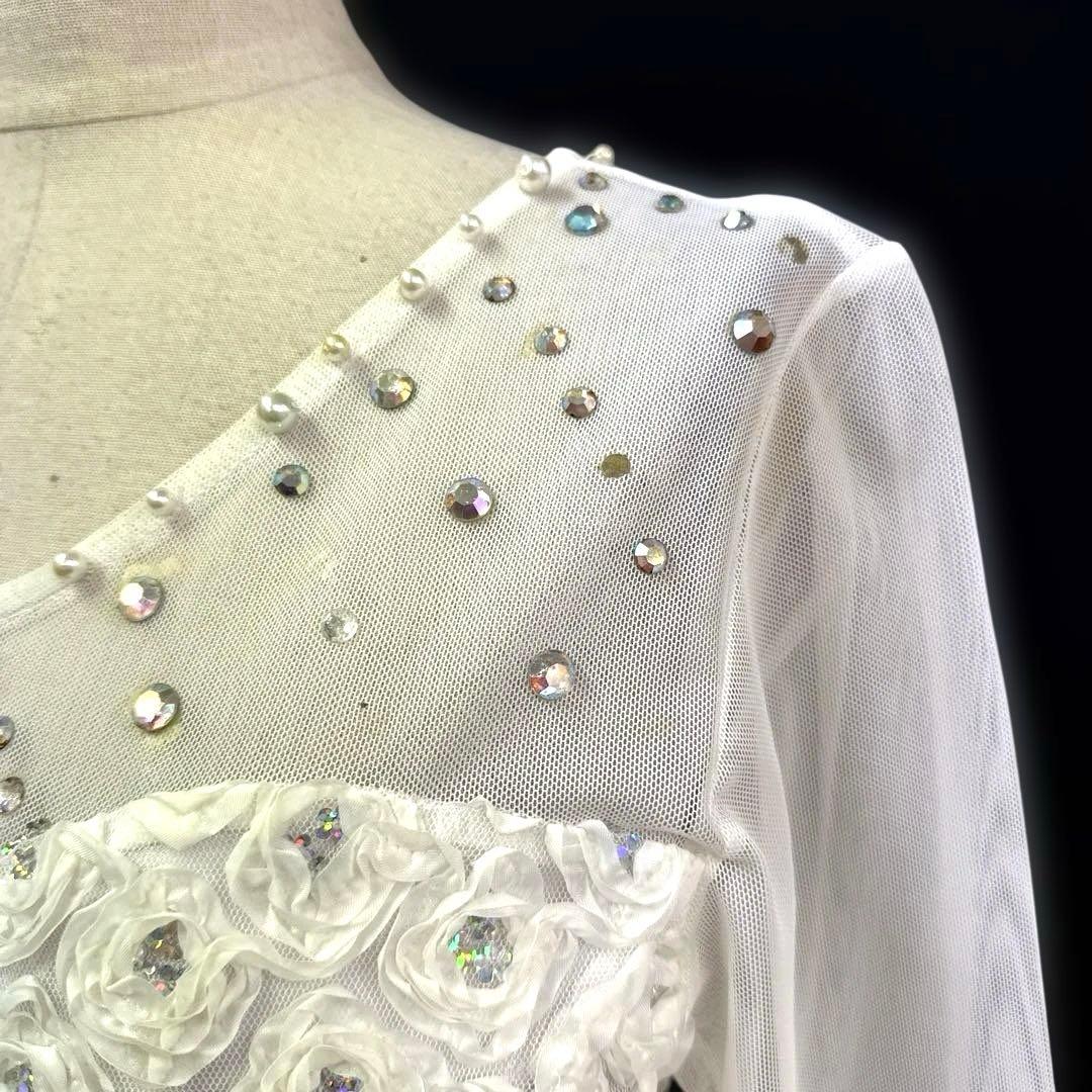 Y6072★【クリエイトサン】★M オフ白 スタンダードドレス 社交ダンス