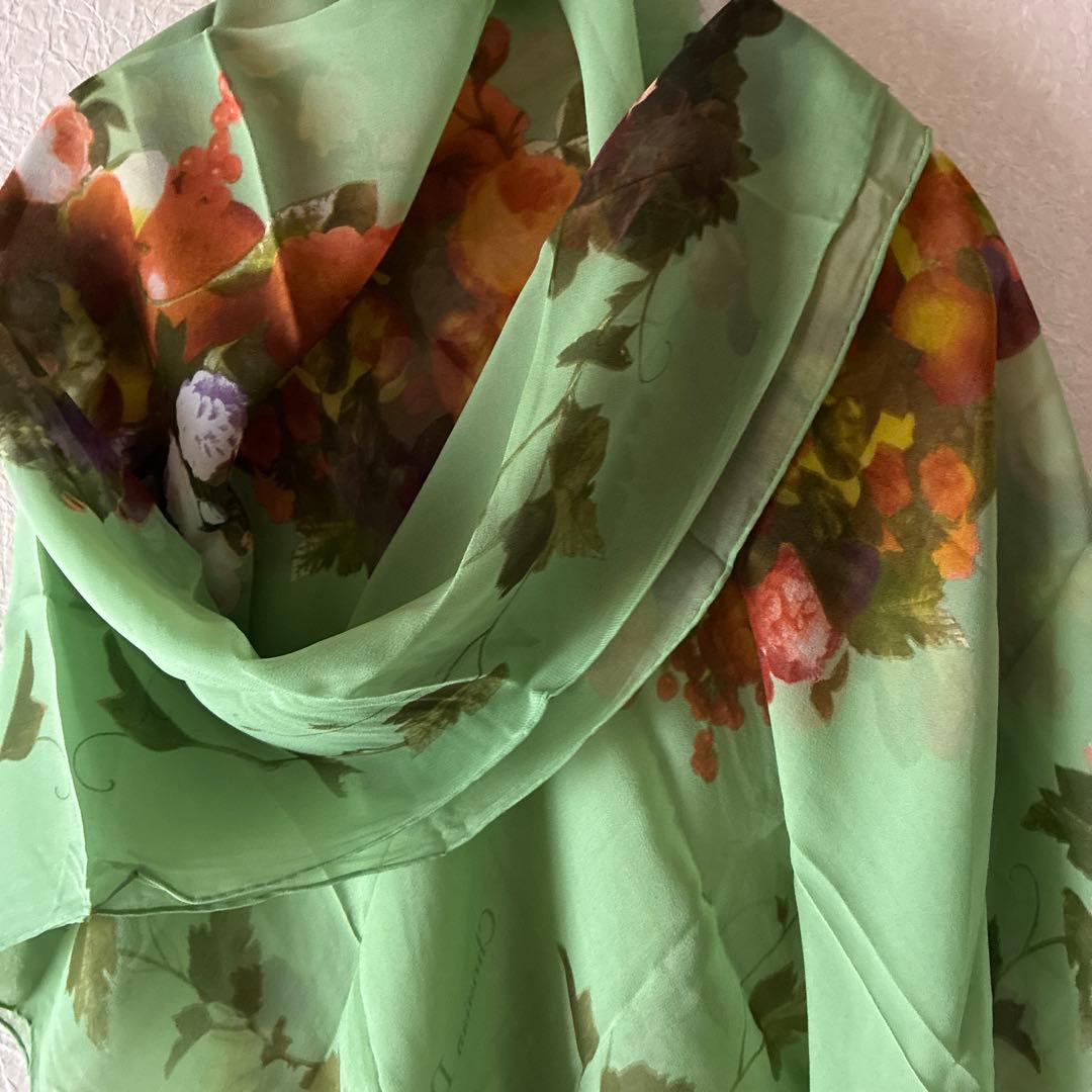 Christian Dior 大判　花柄　シルクスカーフ/ストール　美品　レア