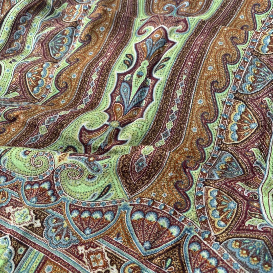 希少ETRO ペイズリー柄 ストールイタリア製シルクウールストール珍品箱タグ付き