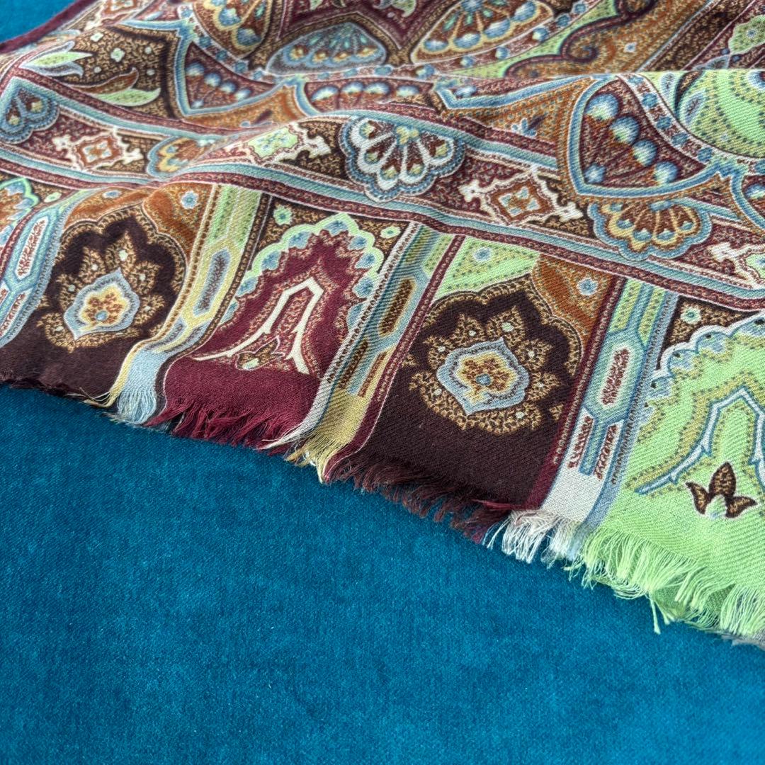 希少ETRO ペイズリー柄 ストールイタリア製シルクウールストール珍品箱タグ付き