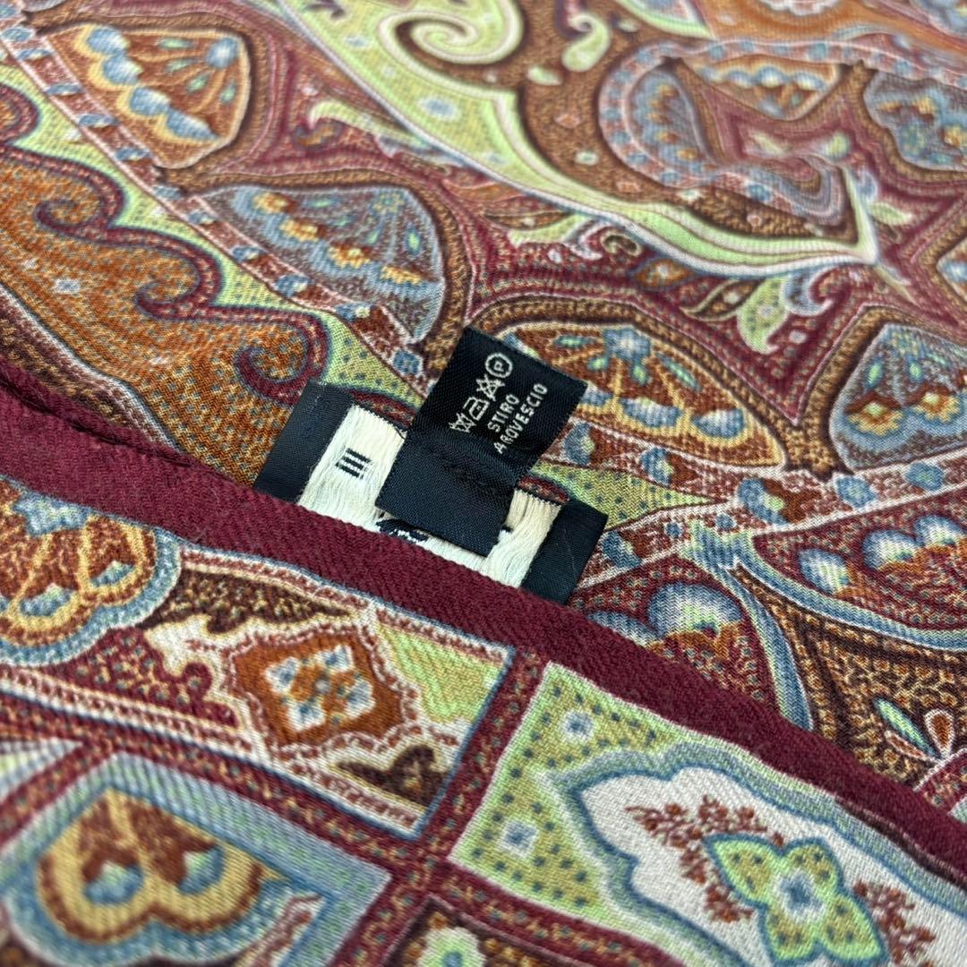 希少ETRO ペイズリー柄 ストールイタリア製シルクウールストール珍品箱タグ付き