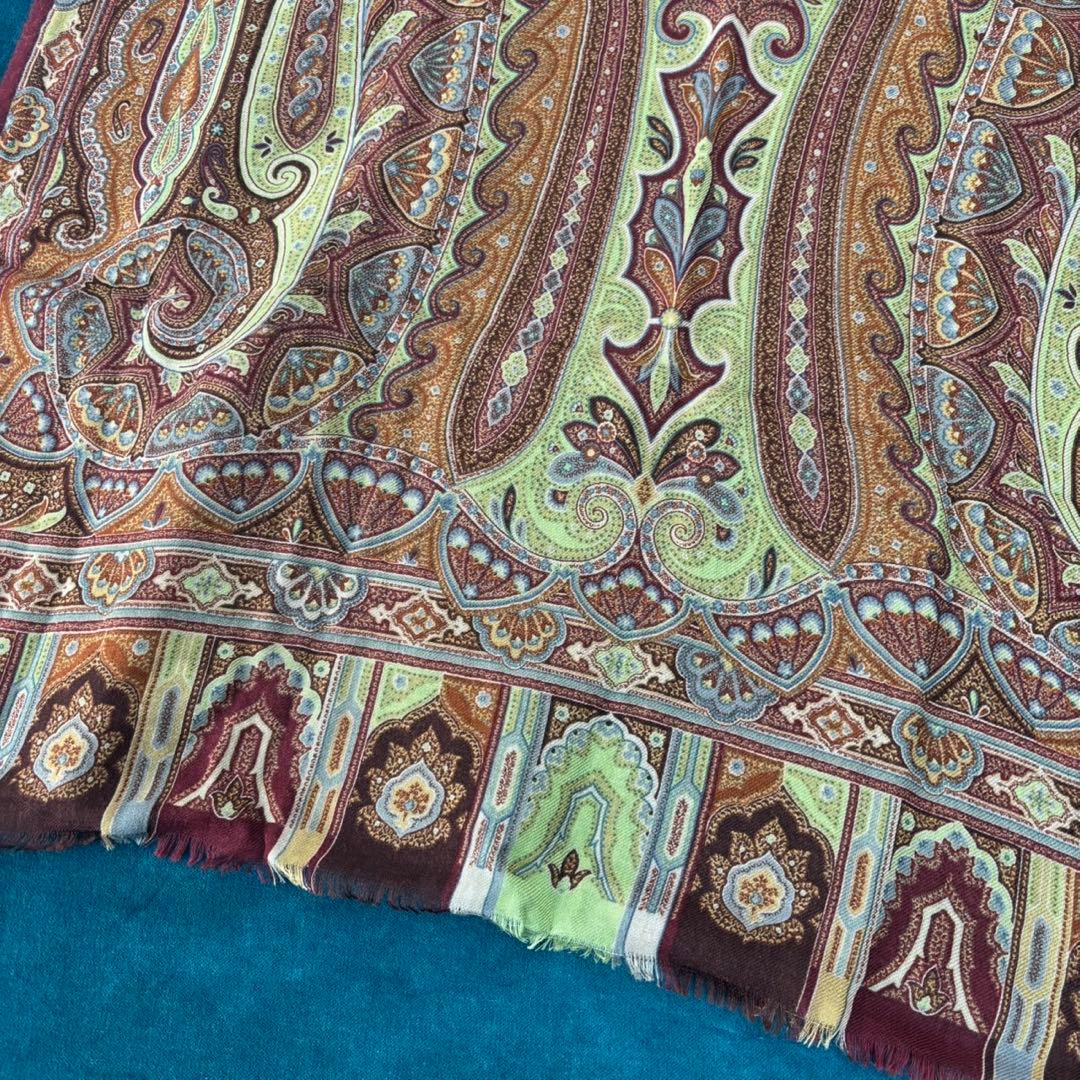 希少ETRO ペイズリー柄 ストールイタリア製シルクウールストール珍品箱タグ付き