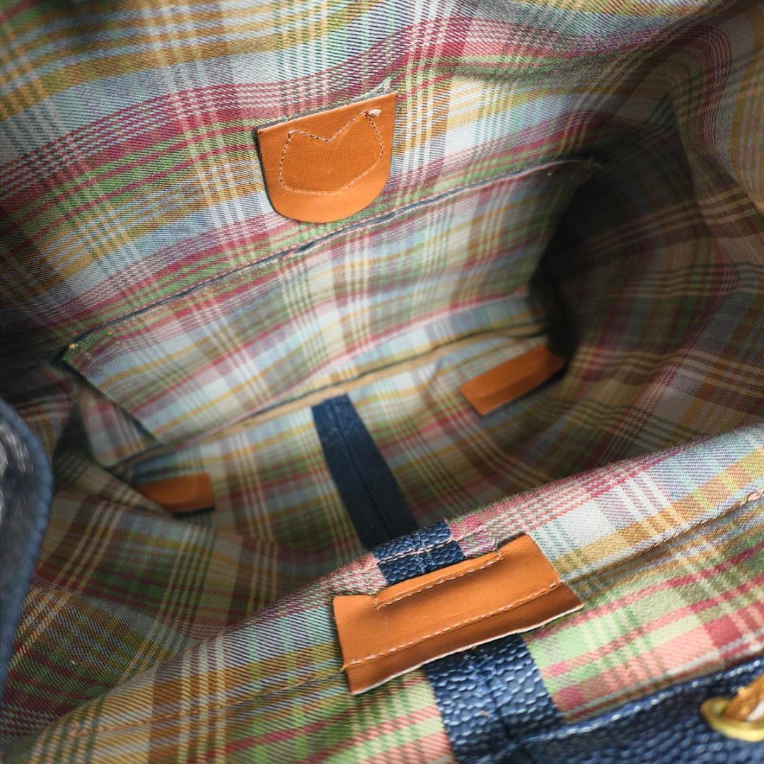 【美品】Mulberry シボ革 レザー バックパック ネイビー 英国製