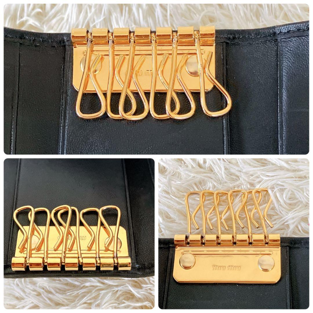 良品✨ギャランティ付 ミュウミュウ キーケース マテラッセ マトラッセ 黒レザー