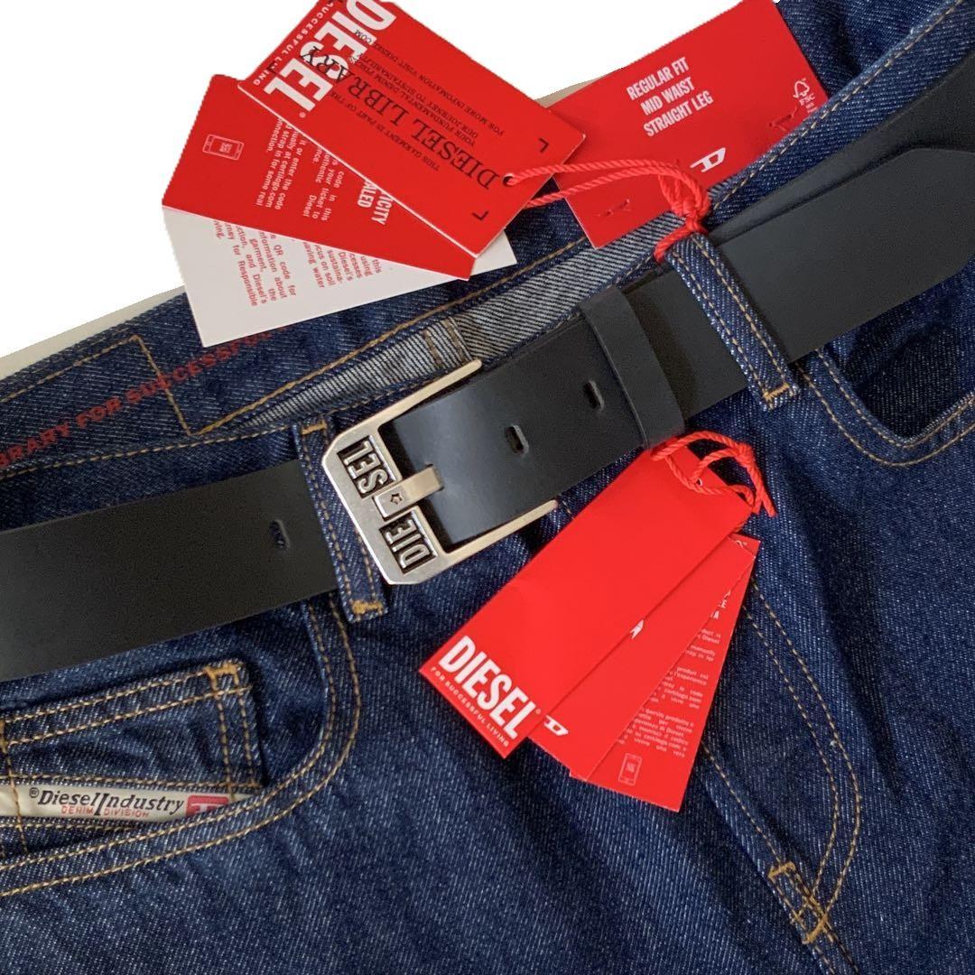 新品 ディーゼル ベルト 90 BLUESTARⅡ ブラック 定番 レザー ロゴ