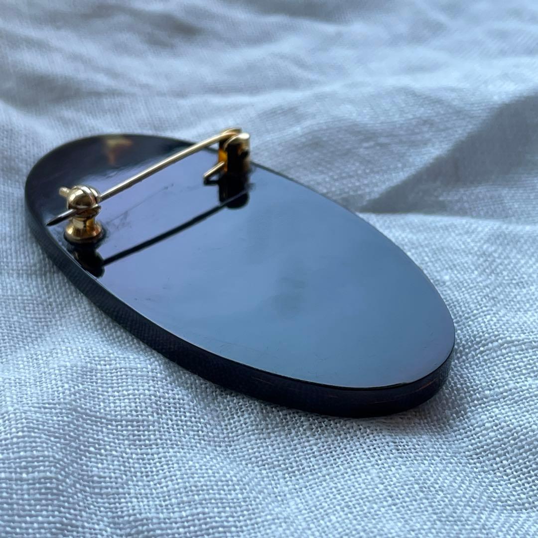 Ki様 本鼈甲 金蒔絵 オーバル型アンティークブローチ