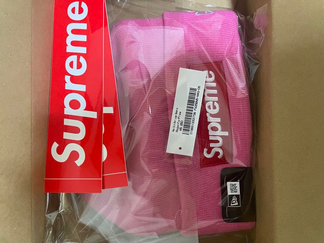 Supreme New Era Box Logo Beanie ピンク