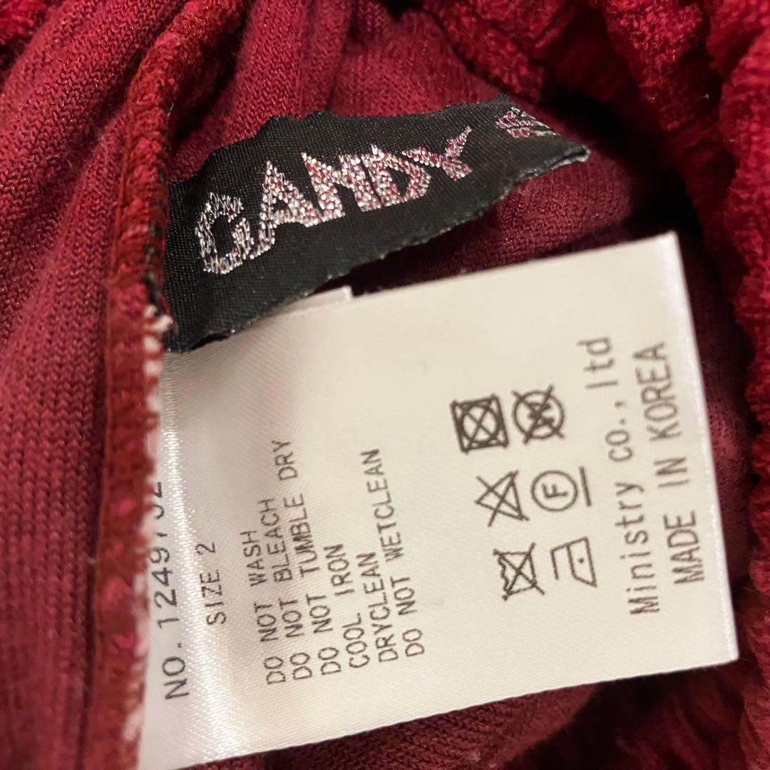 美品】CANDY STRIPPER鳥獣戯画刺繍パンツ バーガンディ（赤）