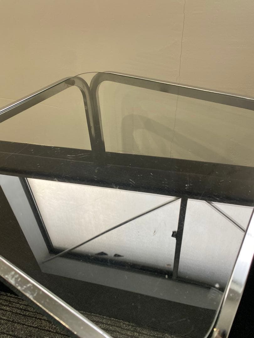 スペースエイジ　ガラステーブル　メッキ　ミッドセンチュリー