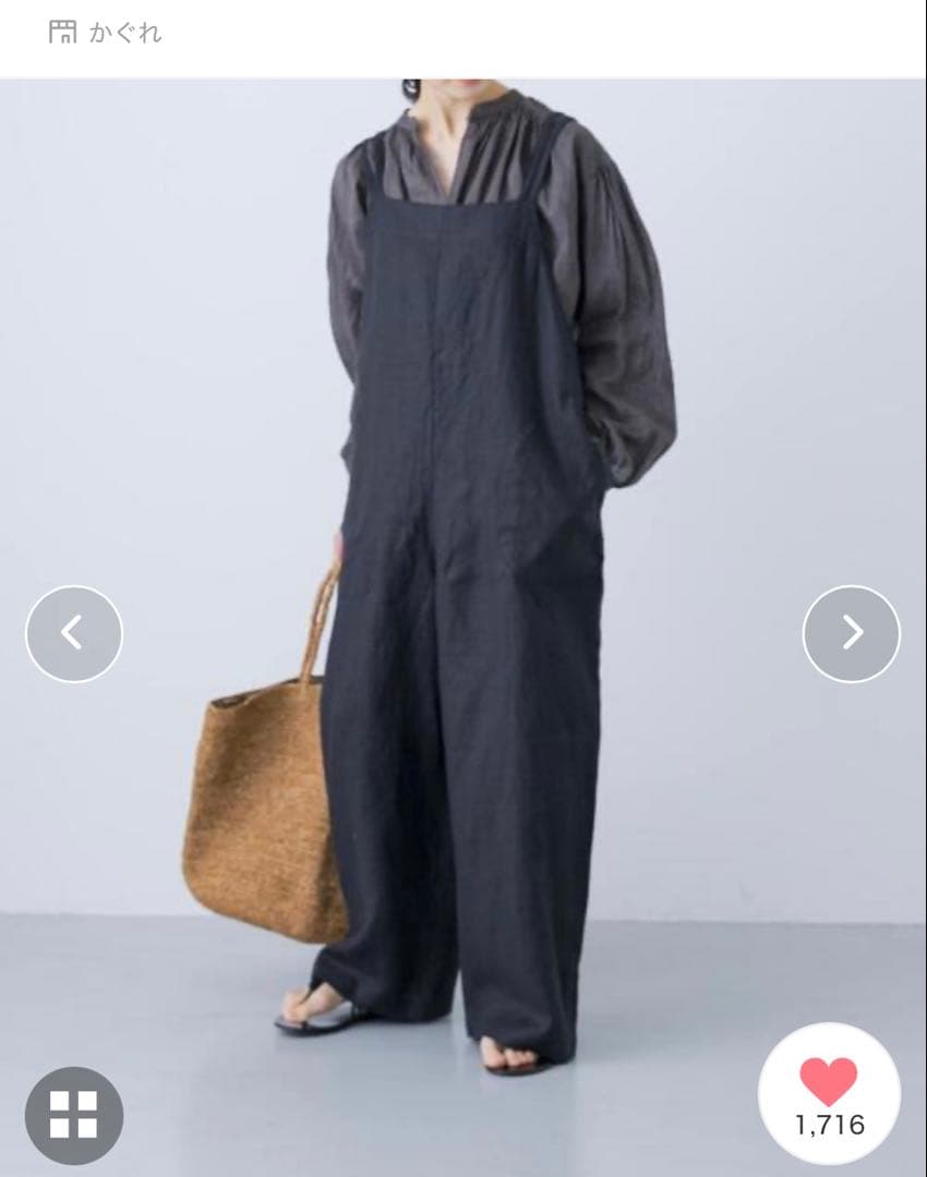 Azu かぐれ リネンサロペット ブラック