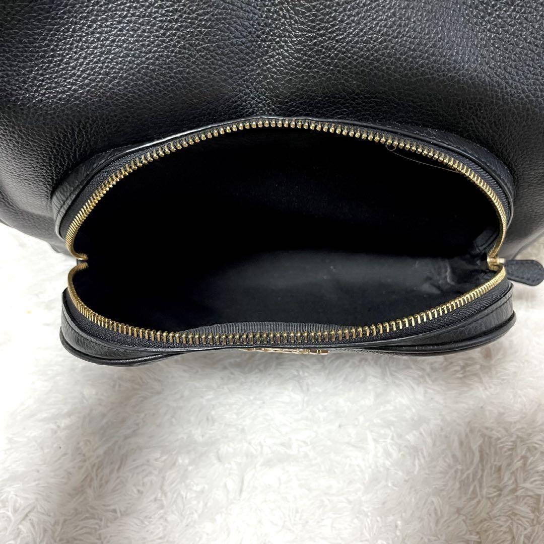 【美品】COACH レザー リュック 2層 大容量 ブラック