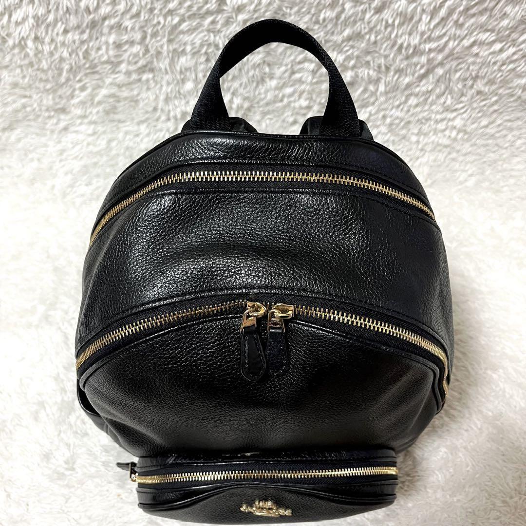 【美品】COACH レザー リュック 2層 大容量 ブラック