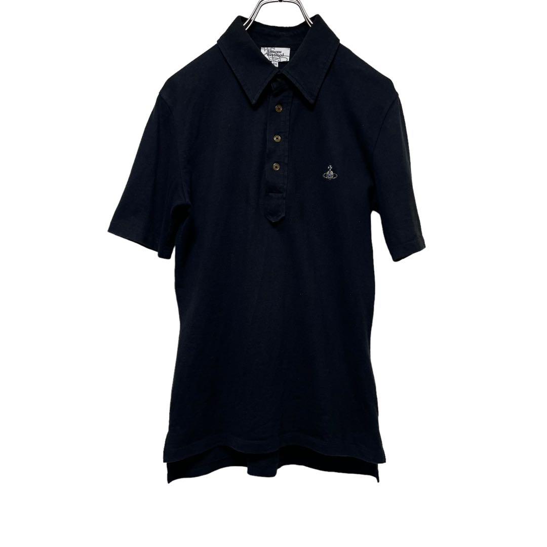 ヴィヴィアンウエストウッド ポロシャツ オーブ 刺繍 ブラック Mサイズ