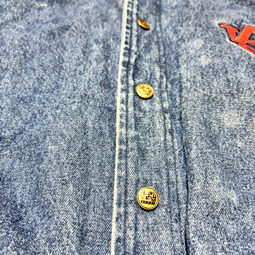 送料込　90sLeeSPORTデニムスタジャン　オーバーン大学カレッジフェード