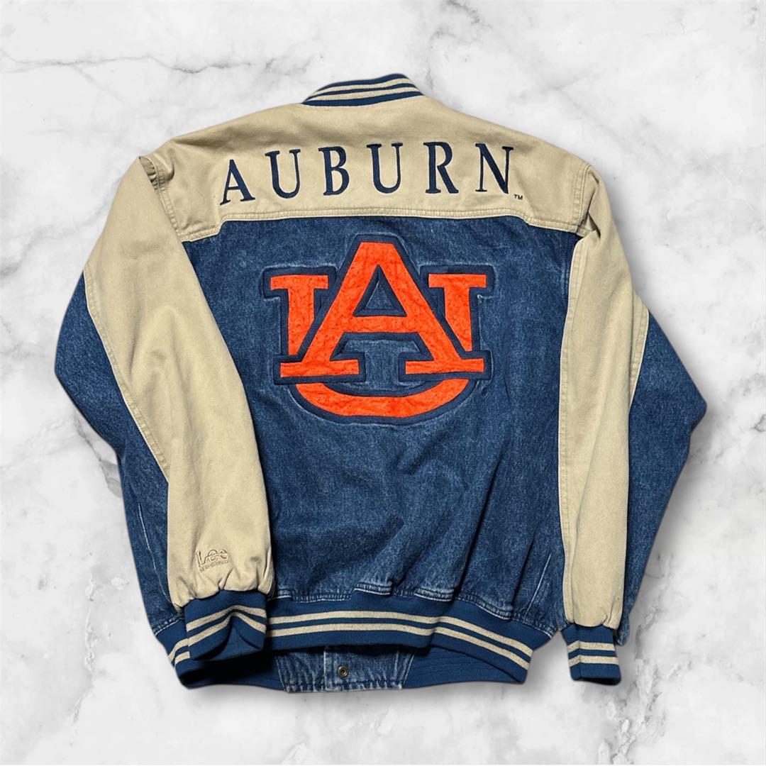 送料込　90sLeeSPORTデニムスタジャン　オーバーン大学カレッジフェード
