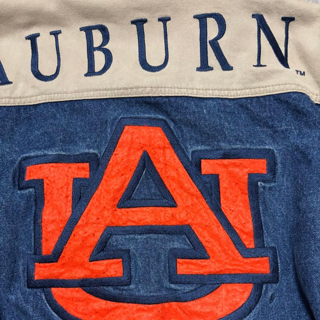 送料込　90sLeeSPORTデニムスタジャン　オーバーン大学カレッジフェード