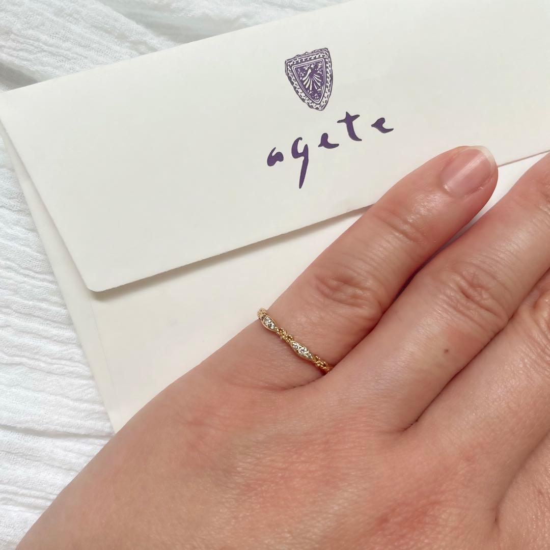 【美品】agete アガット K10 7号 ダイヤモンド カルムリング