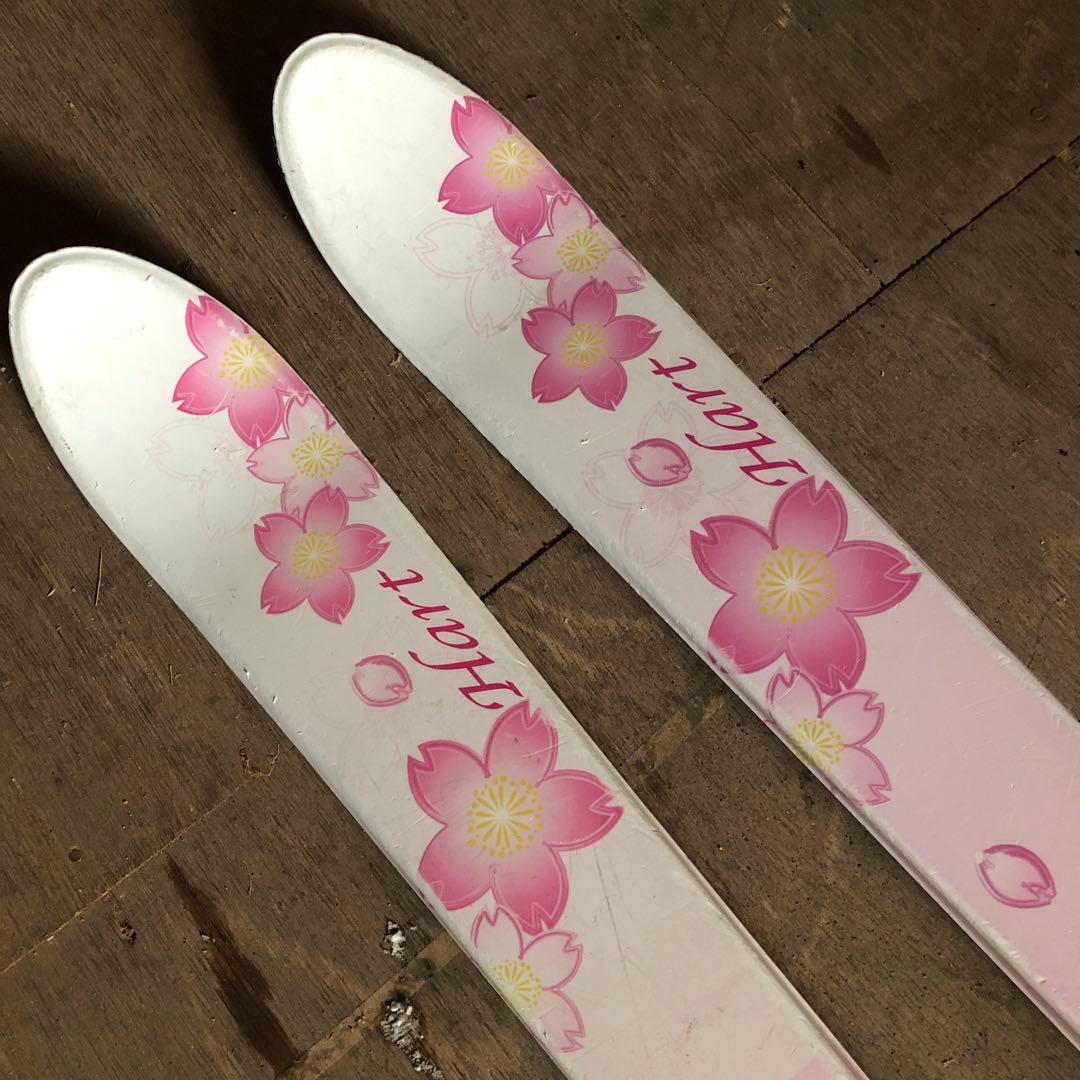 子供用スキーセット　スキー板　ビンディング　ストック　ホルダーベルト　ピンク色