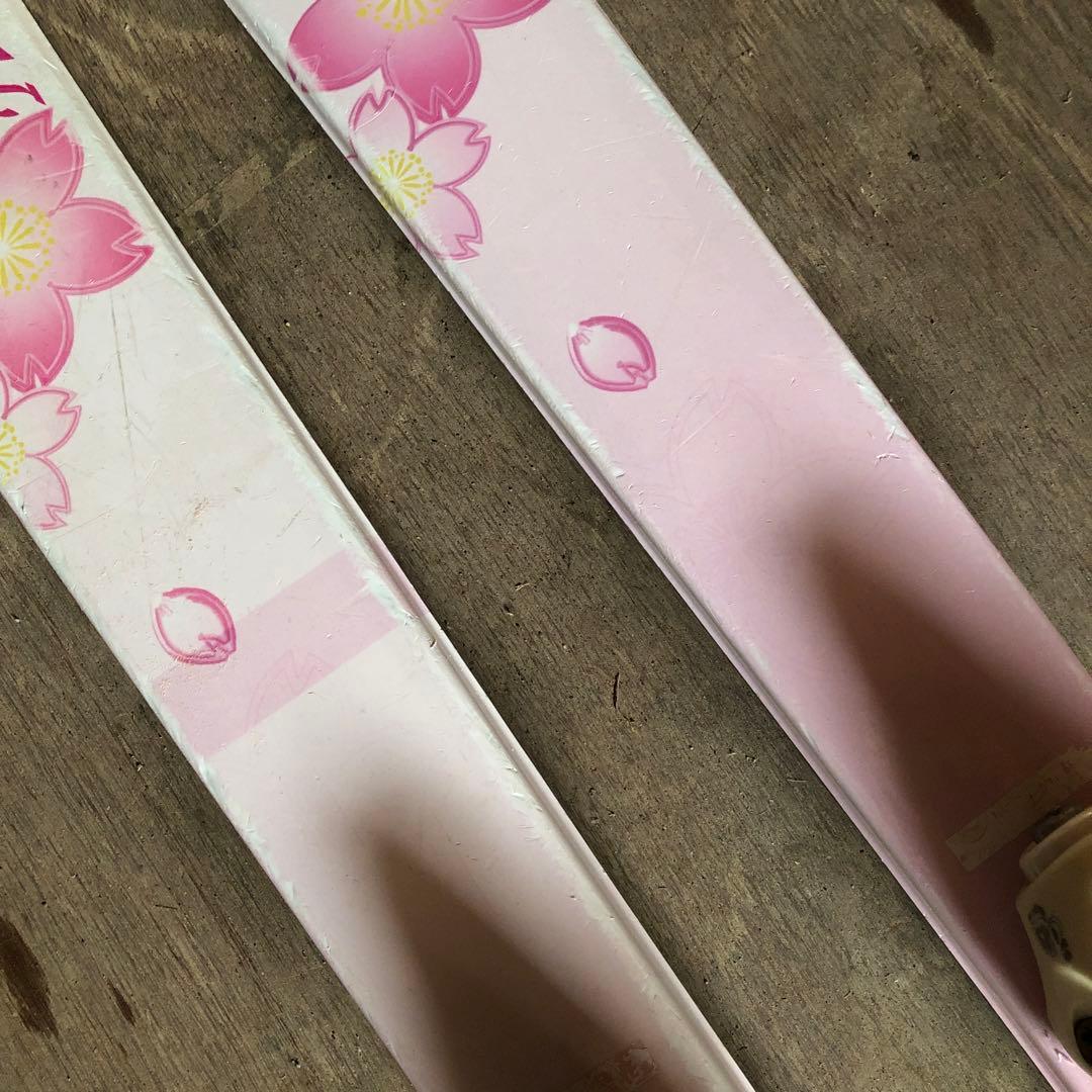 子供用スキーセット　スキー板　ビンディング　ストック　ホルダーベルト　ピンク色