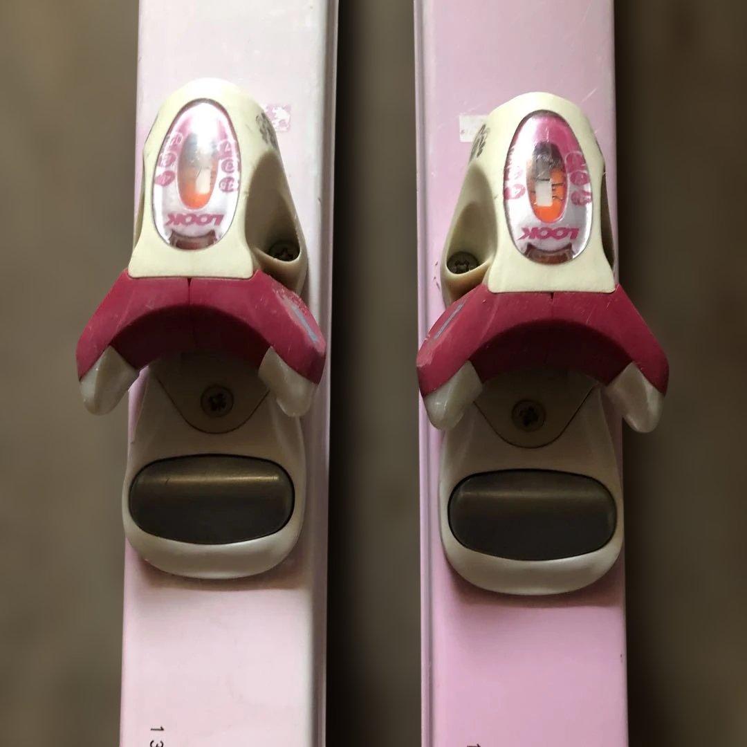 子供用スキーセット　スキー板　ビンディング　ストック　ホルダーベルト　ピンク色