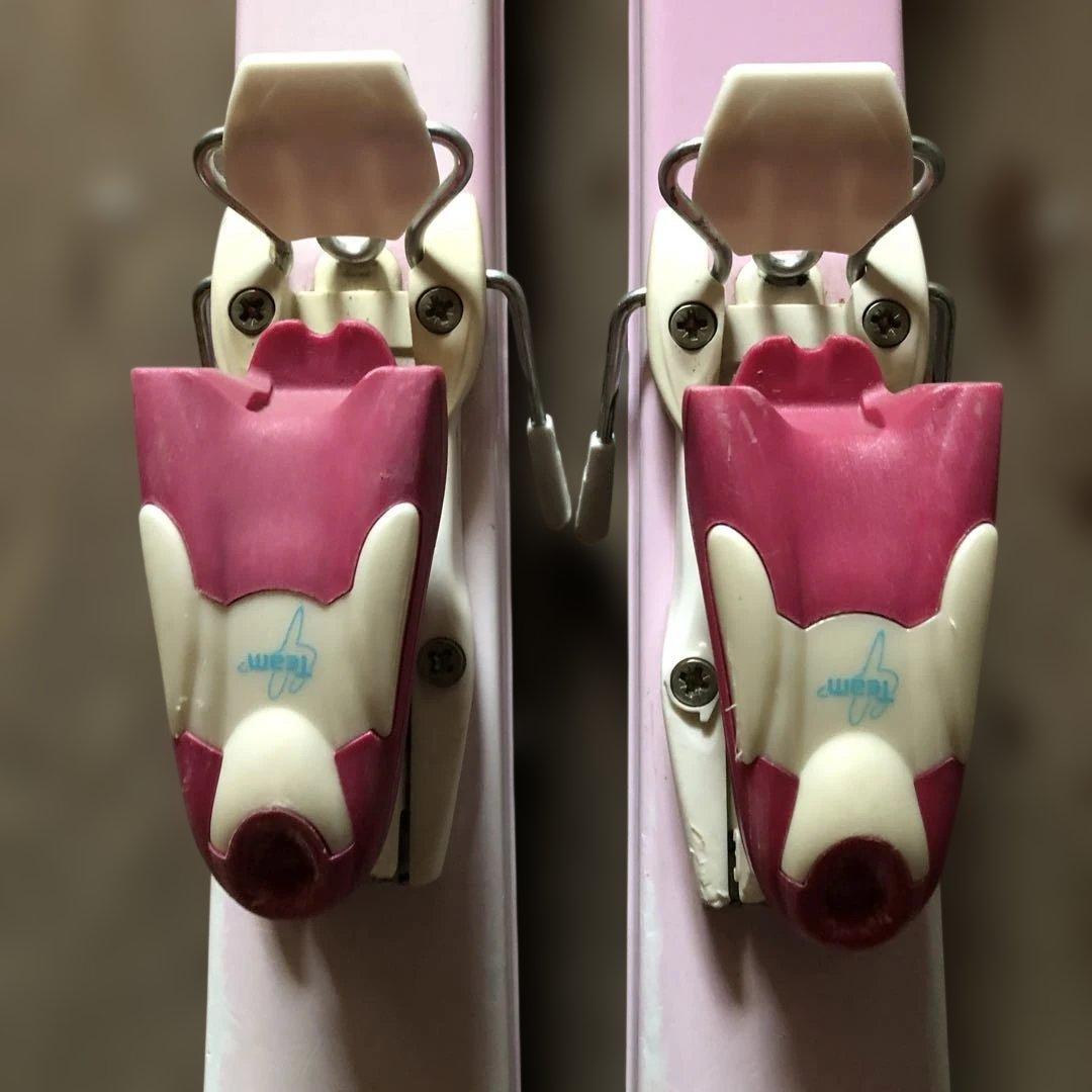 子供用スキーセット　スキー板　ビンディング　ストック　ホルダーベルト　ピンク色