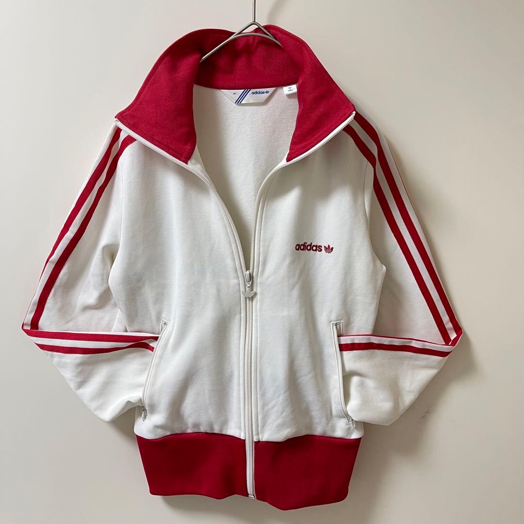 美品00sWM】アディダス刺繍トラックジャケット古着ジャージトップ白